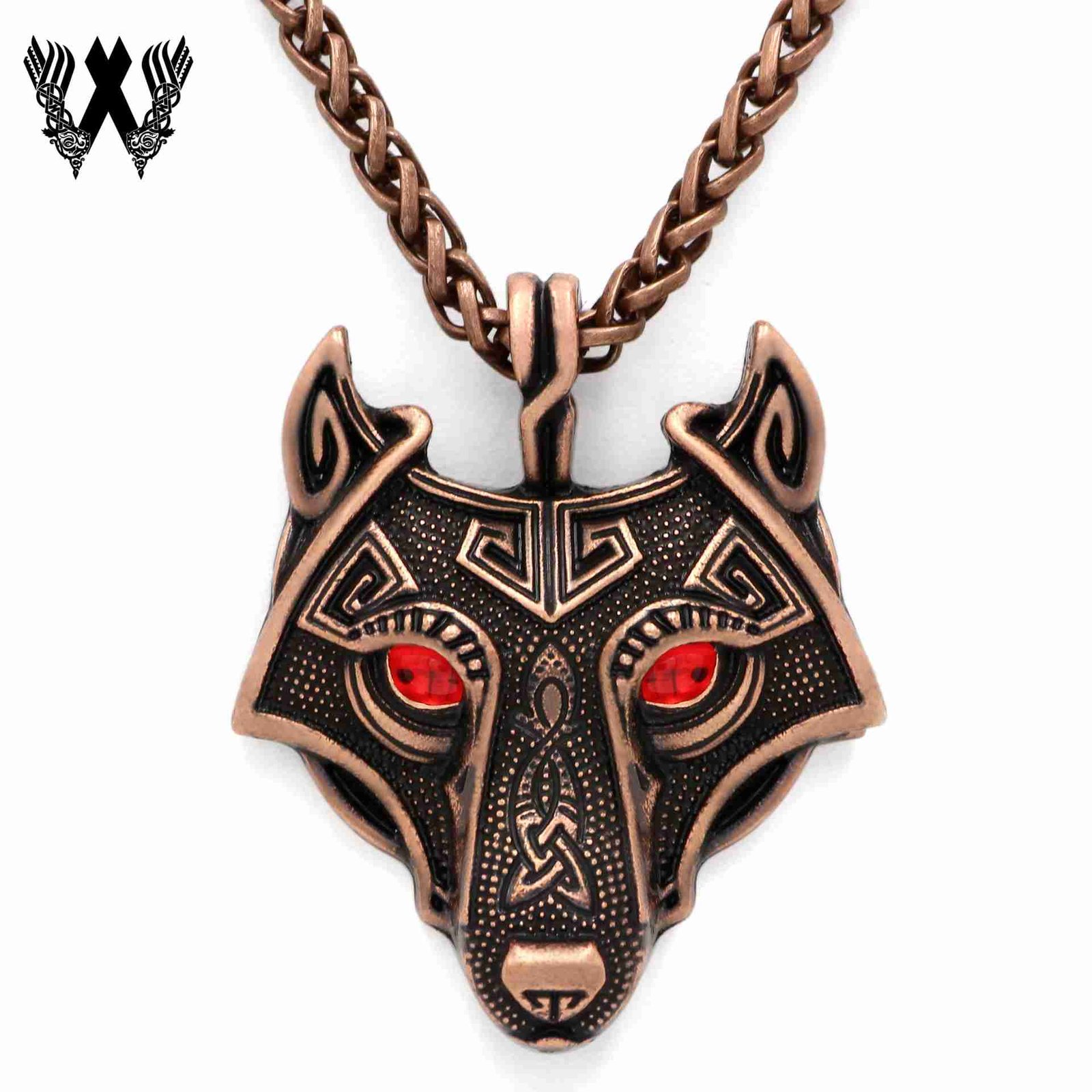 Celtic Wolf Head Amulet Pendant Necklace