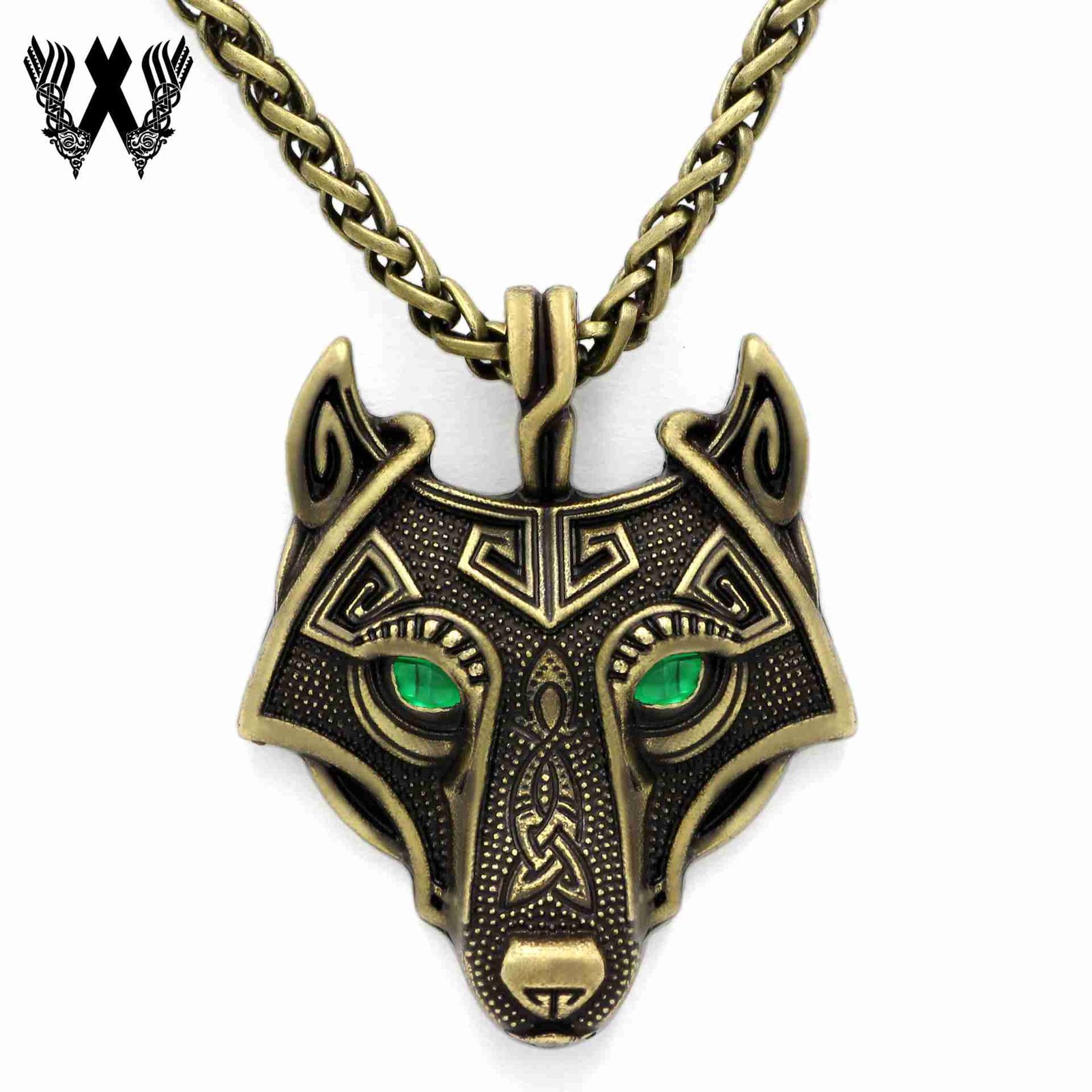 Celtic Wolf Head Amulet Pendant Necklace