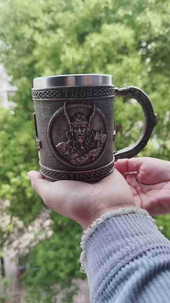 Thor's Hammer Vikings Stainless Steel Resin Mug