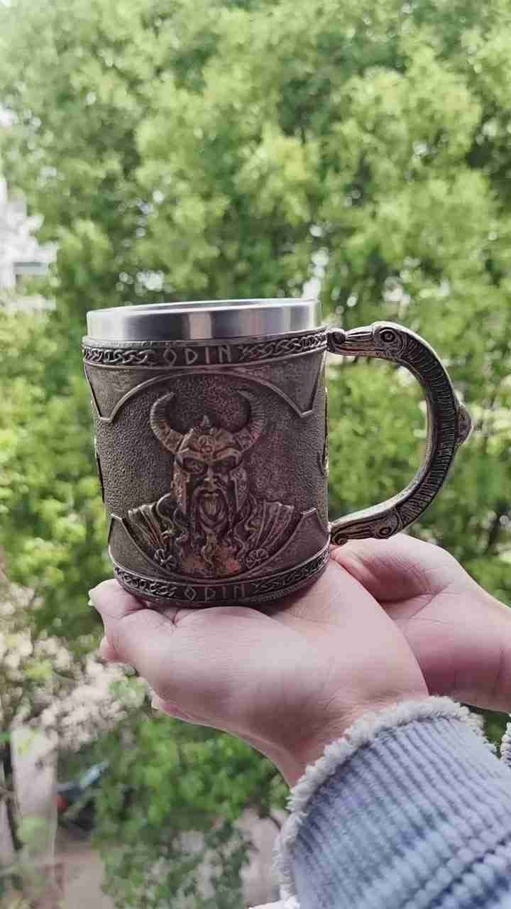 Vikings Odin Stainless Steel Resin Mug